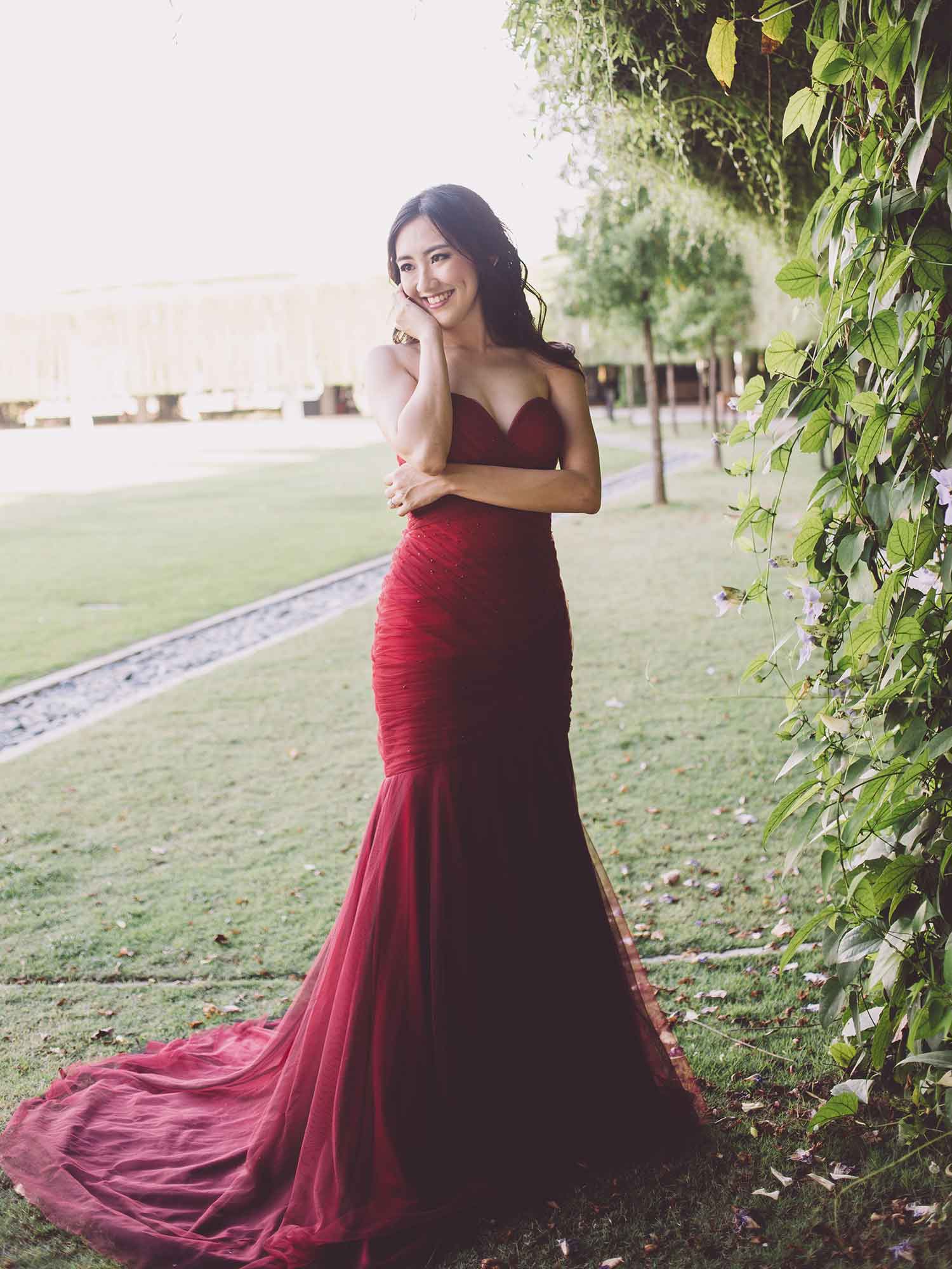 red elegant dress